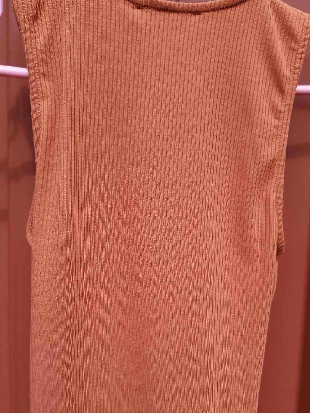 Lulu's XS Rust Ribbed One-Piece Bodysuit with Front Ruching - Picture 7 of 10